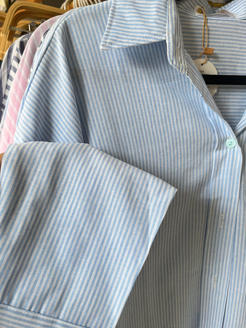 Summer Casual Stripes Collar Down Shirts